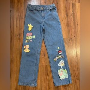 Kids Pokemon Pikachu Denim Blue Jeans Pants "Gotta Catch Em All" Size 12
